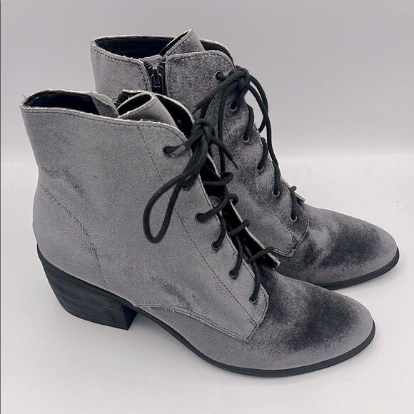 Dolce Vita velvet silver lace up combat bootie - Picture 1 of 6